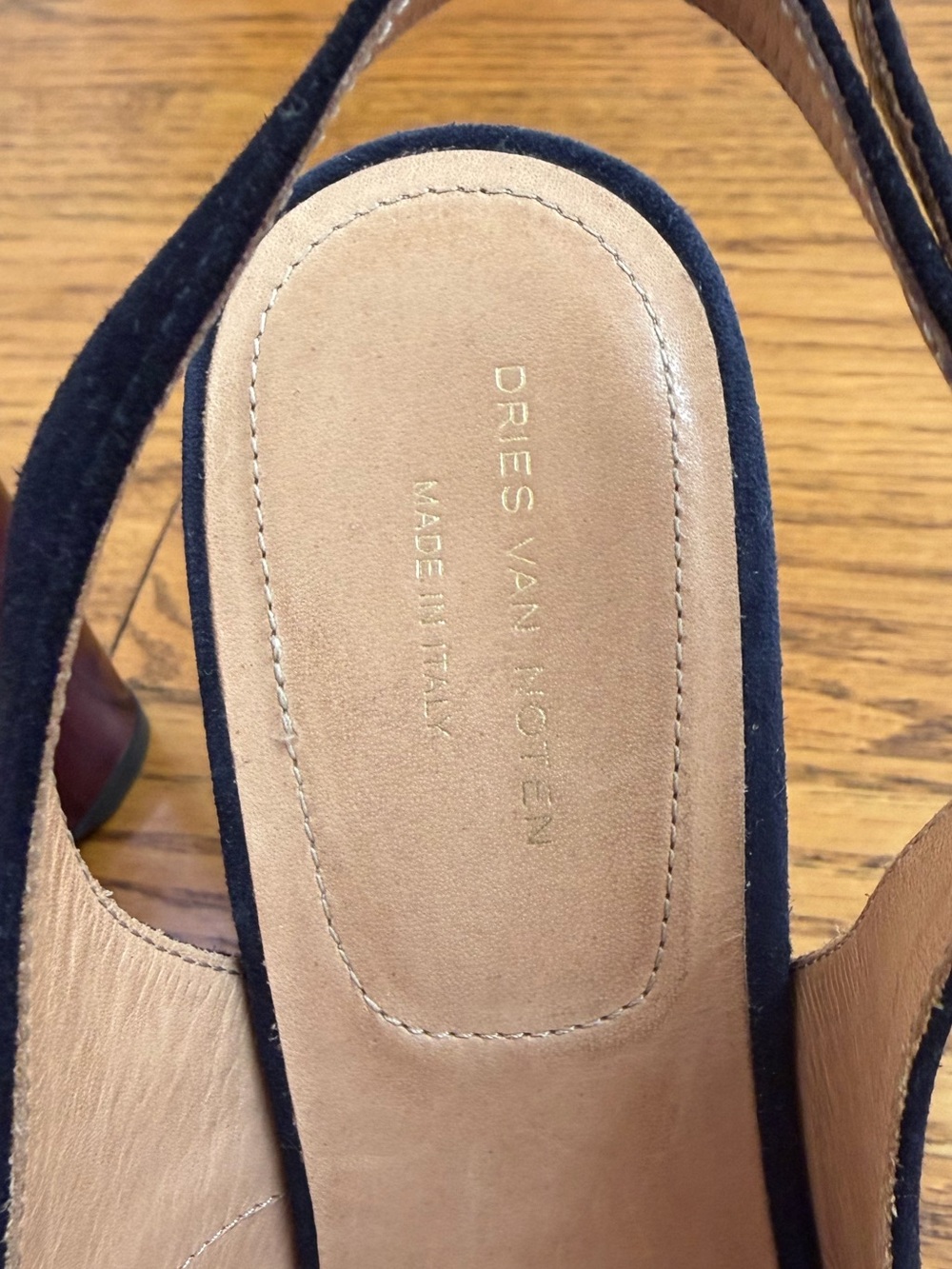 Dries Van Noten Blue Suede Purple Heel Slingback - Picture 5 of 13